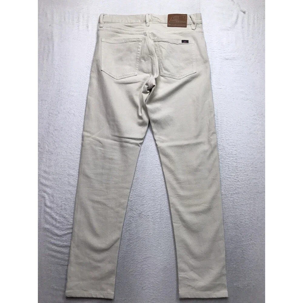 FAHERTY Feel Good Special Weave Jeans Men 30x30 Ivory Organic Stretch Denim